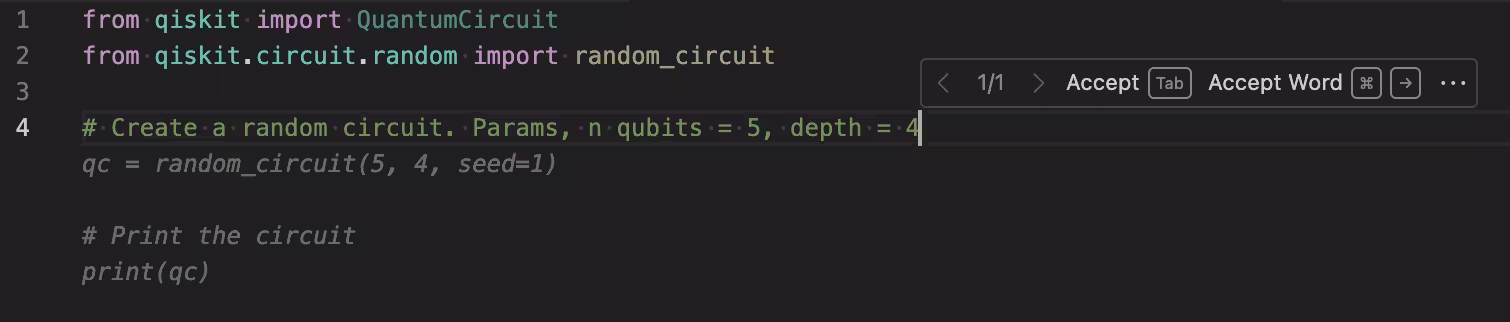 Se muestra la barra de herramientas que aparece al pasar el cursor sobre el código sugerido.